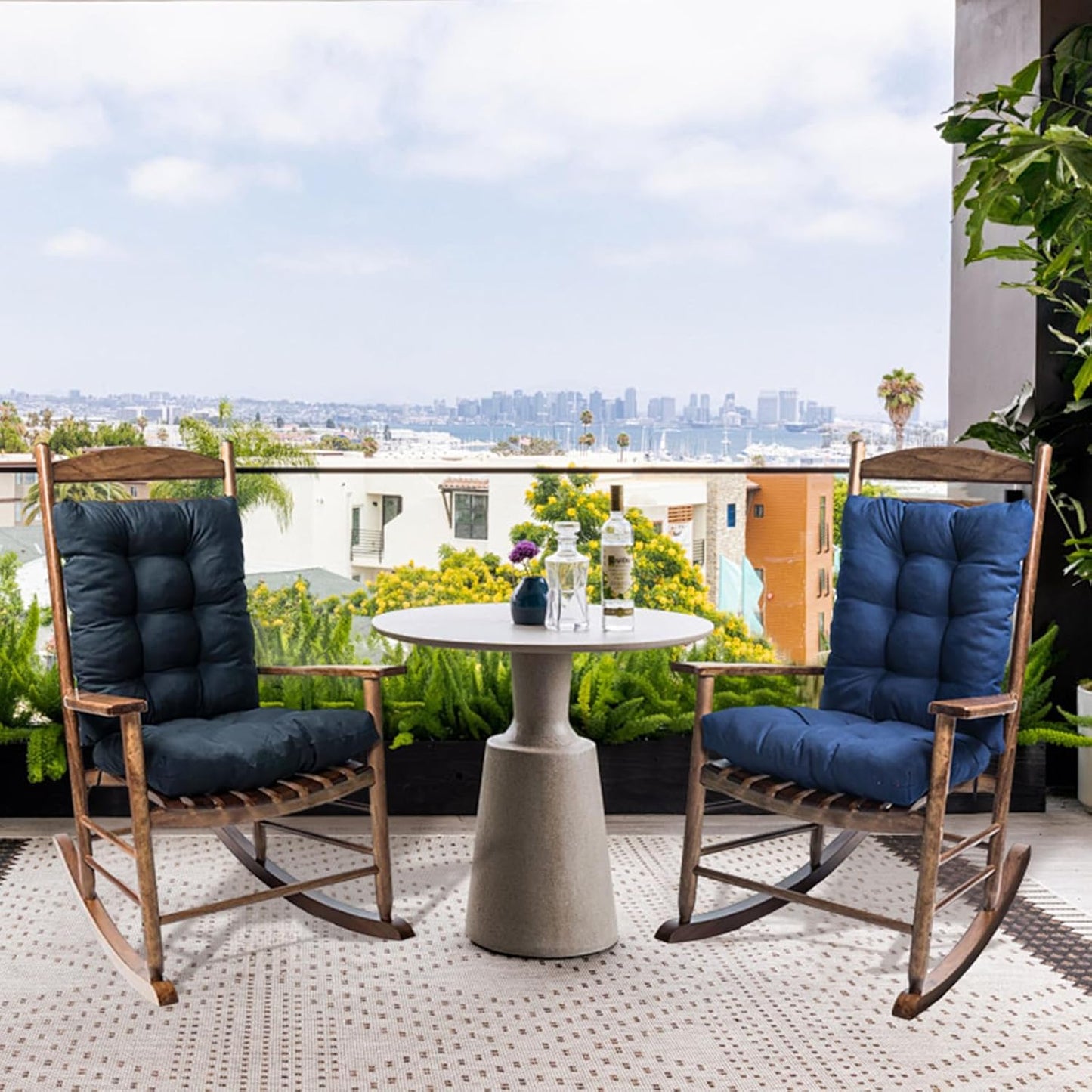 Indoor Outdoor Rocking Chair Cushions Pack of 1, Patio Chair Cushion High Back Chair Seat Cushions for Garden Patio Furniture, Black