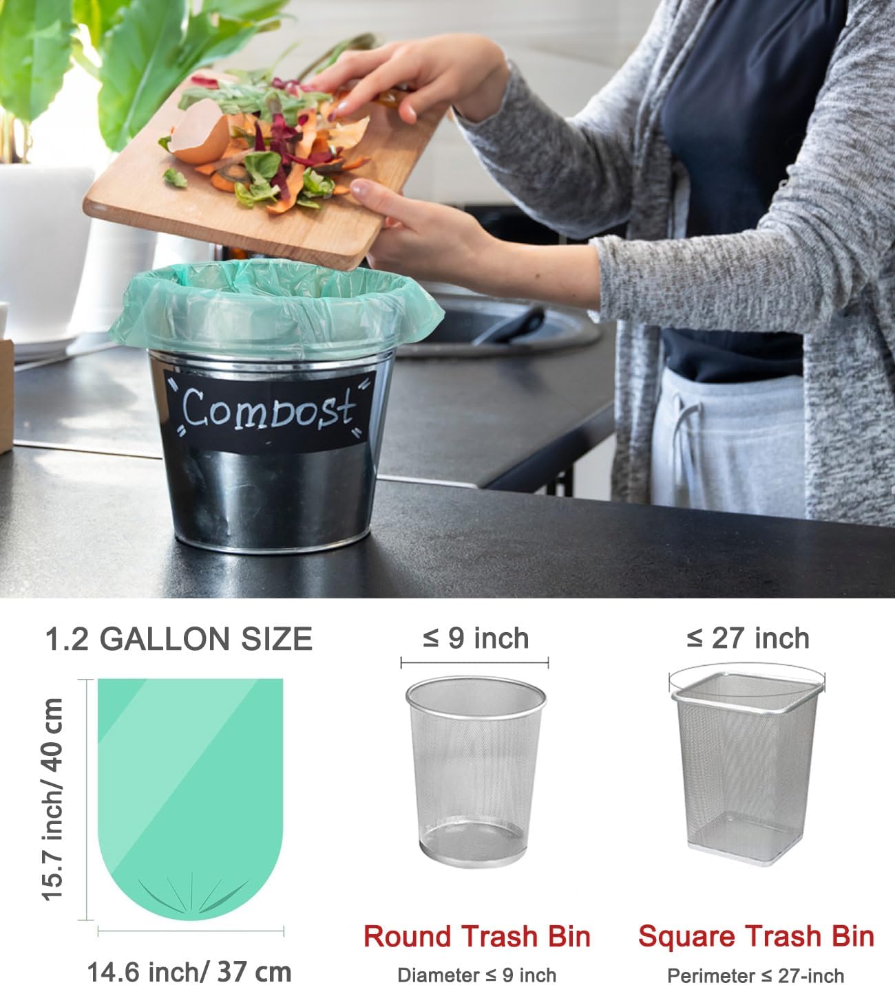 200 Counts AYOTEE Mini Trash Bags,1.2 Gallon Small Compostable Trash Bags,Strong Unscented Compost Bags, Fit 4.5-5 Liter Trash Can,1-1.5 Gallon
