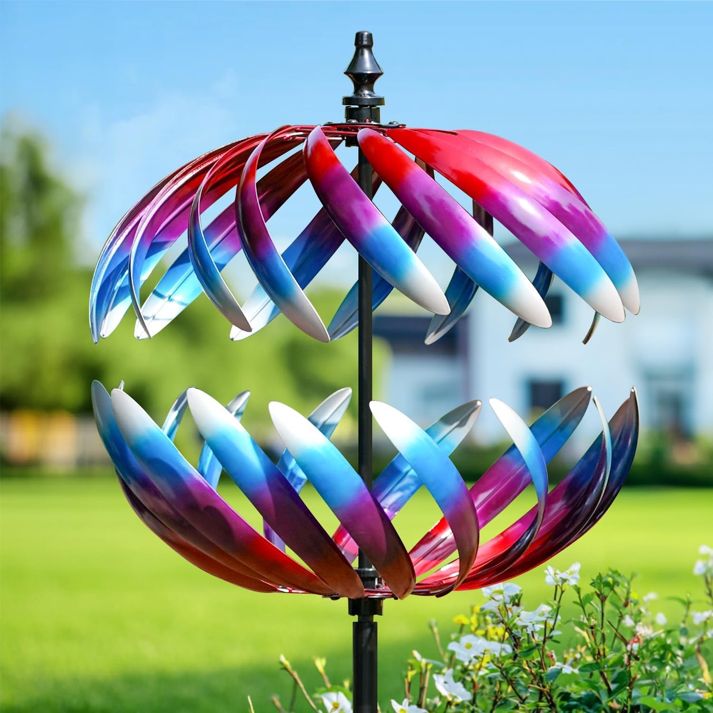 LimeHill Wind Spinners Outdoor, 84" Large Metal Wind Spinners for Yard and Garden, Wind Sculptures & Spinners with Stake, Windmill for Yard Ideal Gift for Family Friends