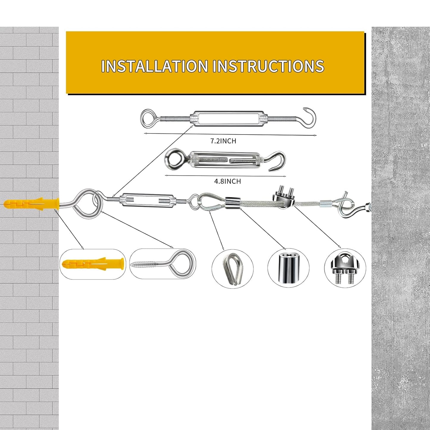 Wire Rope Kit,165FT 1/8" Vinyl Coated Stainless Steel Wire,Turnbuckles for Cables Wire,Metal Wire for Outdoor String Lights Hanging,Garden Wire,Clothes Line Cable