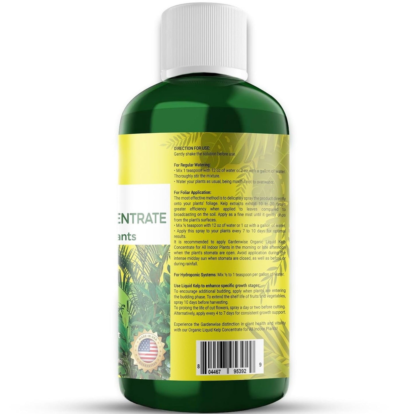 Organic Premium Kelp Seaweed Fertilizer - Liquid Hydroponics Fertilizer - Liquid Plant Food - Nutrient-Rich Soil Enhancer - Natural Plant Food for All Indoor Plants (8 oz)