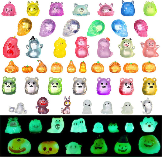 58 Pcs Luminous Mini Figures Glow in Dark Tiny Resin Figures Set Fairy House Diorama Accessories Ornament for Garden Dollhouse Craft DIY