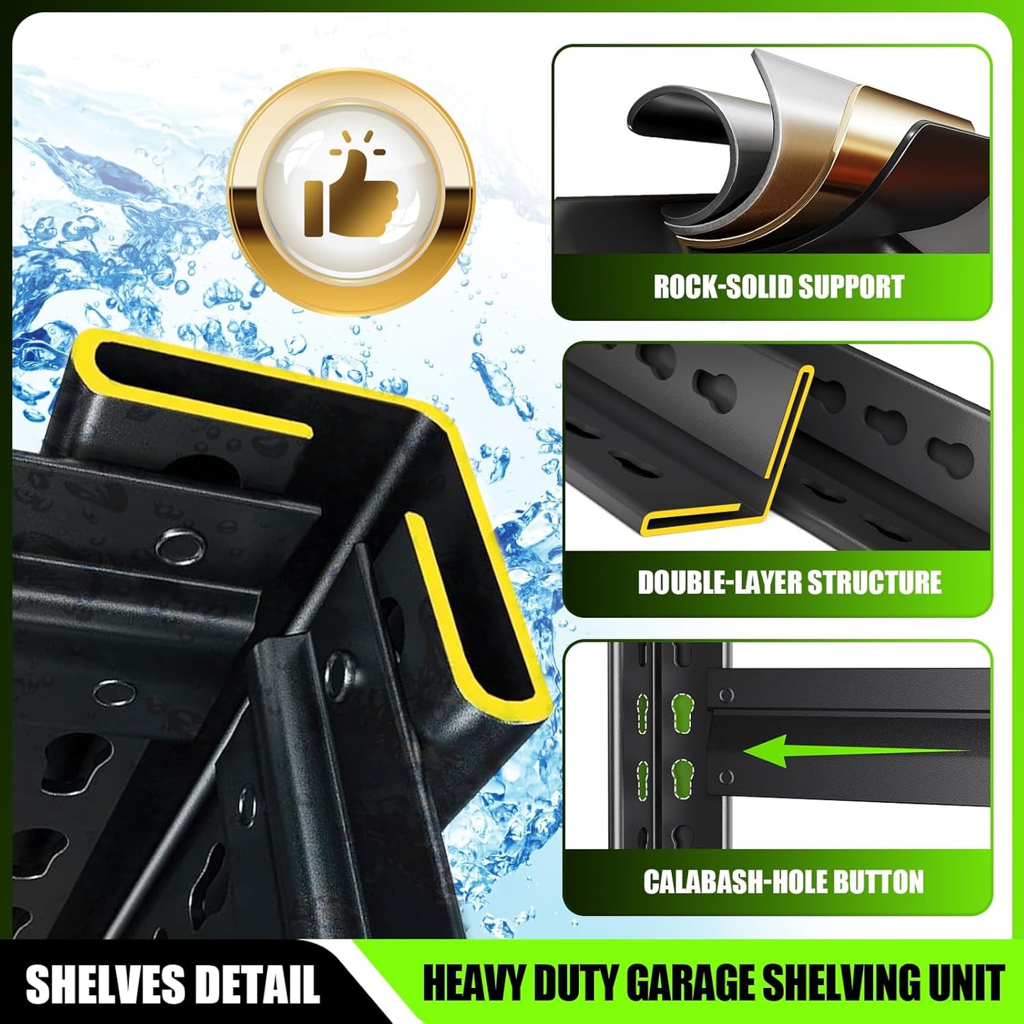 72”H Garage Shelving 5 Tier Storage Shelves Adjustable Garage Storage Shelves Wood Shelf 2000LBS Heavy Duty Industrial Shelving Unit Utility Shelf Wood Storage Rack ,35.4''W×15.7''D×72''H,2 Pack