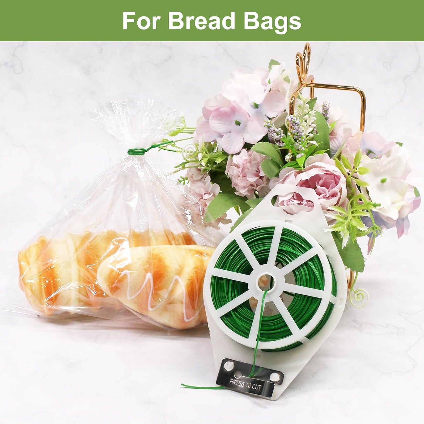 SumDirect Plant Ties,656FT/200m Green Garden Twist Ties with Cutter for Gardening Plants Growth and Care,Plant Garden Twine Wires for Office Home Cable Organization (656 Feet / 200 Meters(1 Roll))