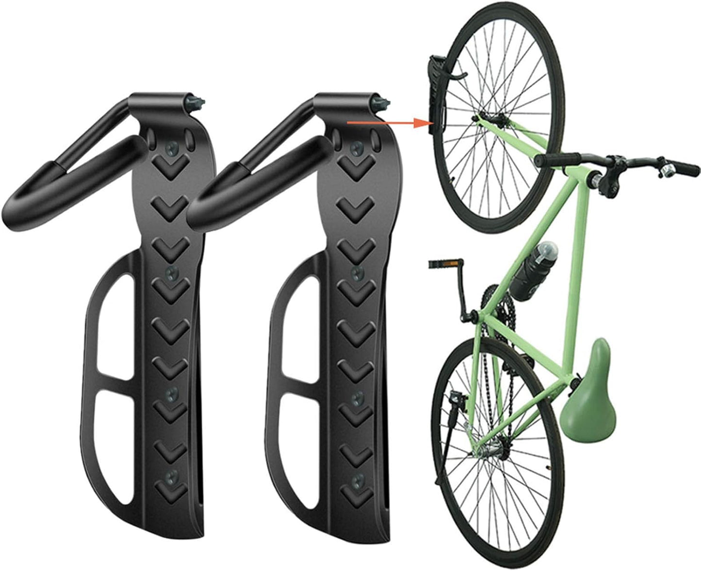 Wallmaster Bike Storage Rack for Garage, Wall Mount Bicycles Hanger, 2-Pack Bike Storage System Vertical Bike Hooks