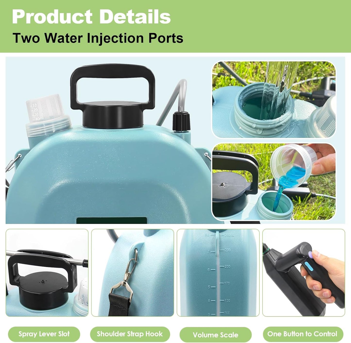 Battery Powered Sprayer 2 Gallon, Upgrade Powerful Electric Garden Sprayer with 3 Mist Nozzles, Rechargeable Handle, Retractable Wand, Adjustable Shoulder Strap for Lawn,Garden,Cleaning