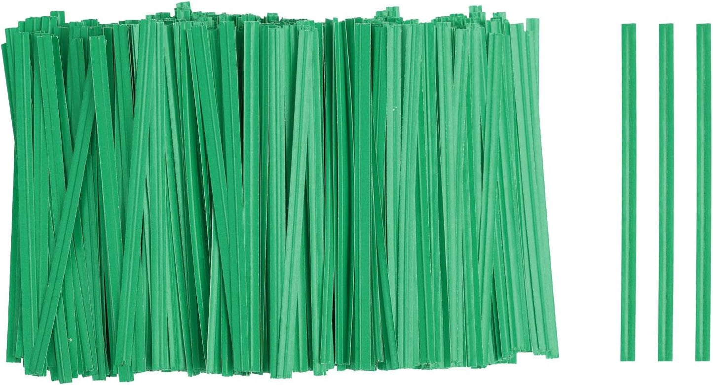 HARFINGTON 1000pcs Bag Twist Ties 3.5" Reusable Kraft Paper Twist Ties Wire Cable Ties for Party Bread Candy Cake, Green