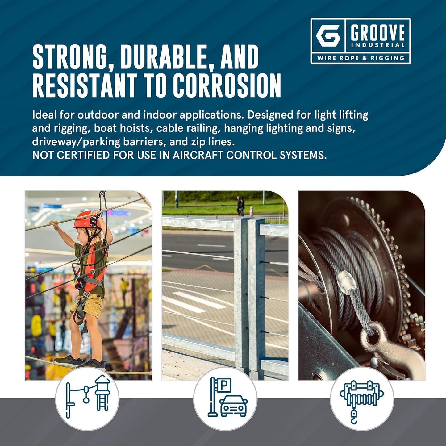 5/16’’ 7x19 Hot Dip Galvanized Aircraft Cable – Steel Wire Rope - 500 Feet