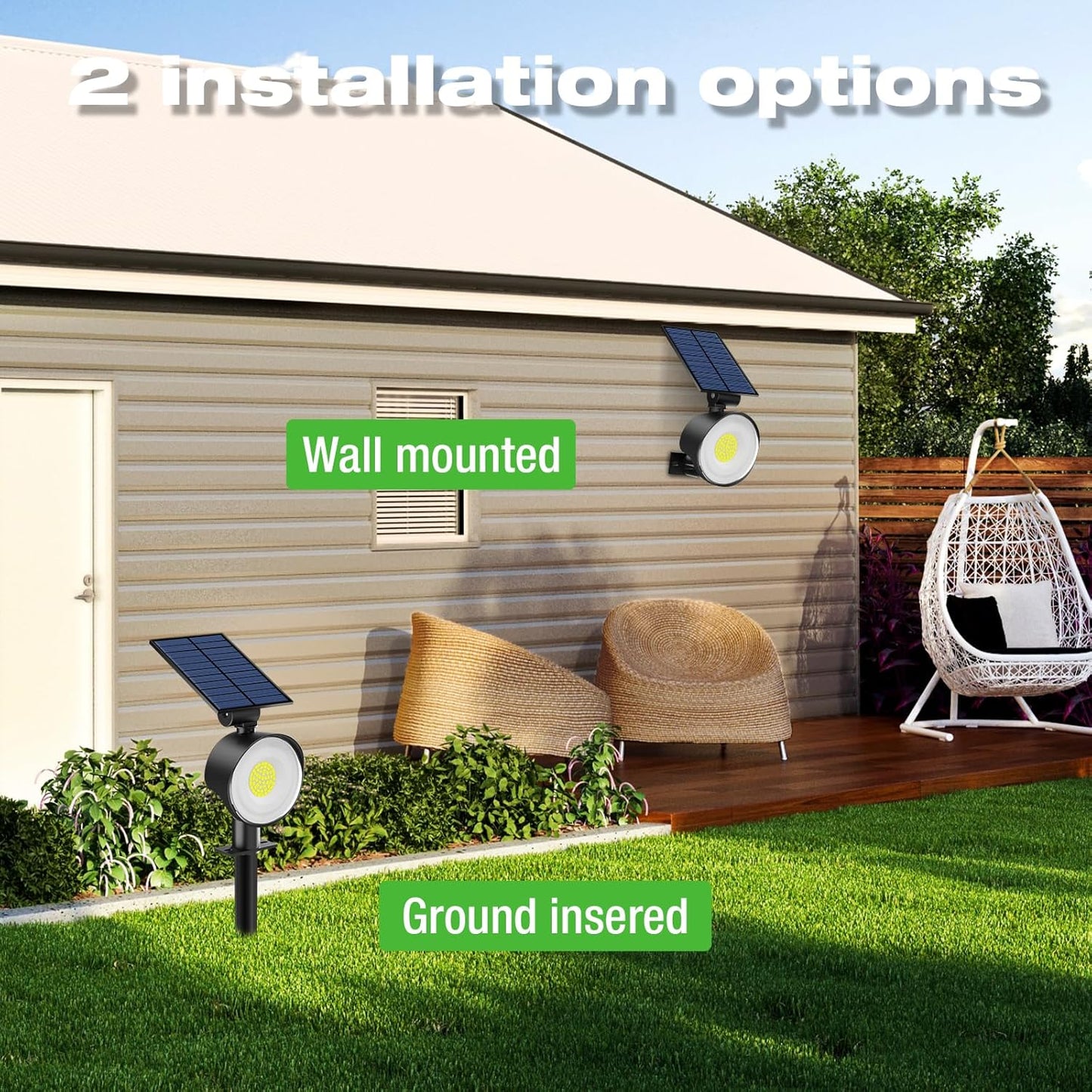 nipify 4 Pack Solar Lights Outdoor Waterproof, 53 LED Solar Spot Lights with 3 Modes Landscape Spotlights for Outside Garden Yard Trees, Warm White