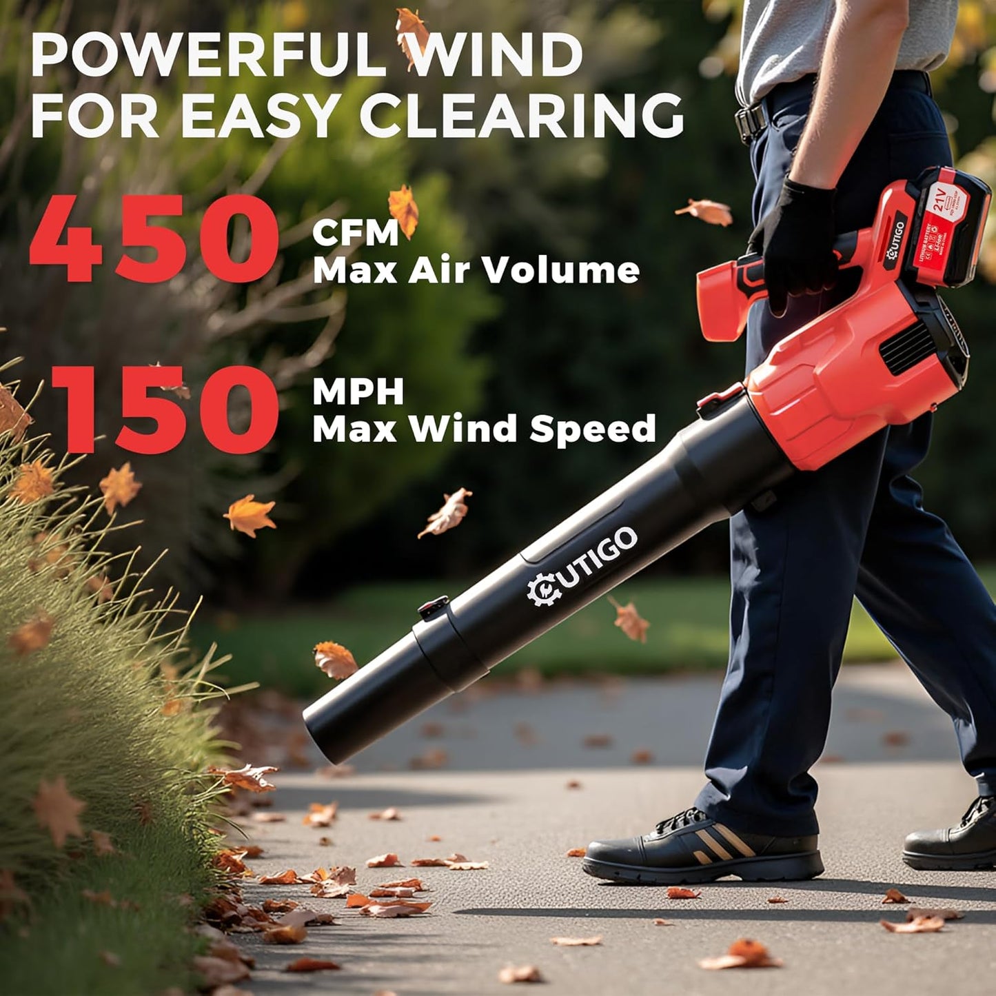 Leaf Blower, Cordless Leaf Blower with 2 x 4.5Ah Batteries and Fast Charger, 2 Speed Mode, Lightweight Leaf Blowers for Blowing Leaves, Patio Cleaning, Lawn Care and Dust