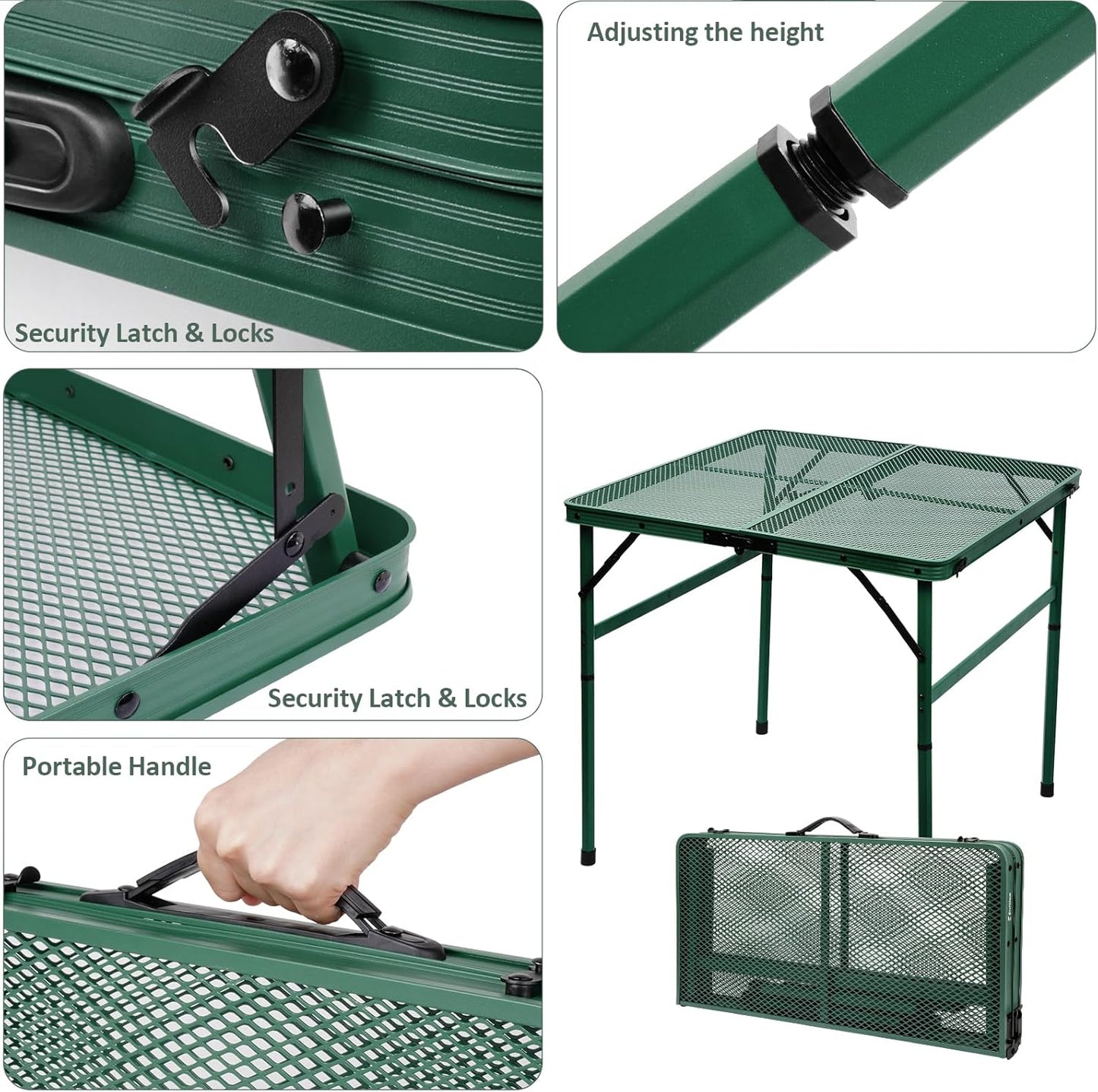 Square Folding Table, Easy for Storage, Compact and Portable Picnic Table for Grill, Outdoor Camping, Garden, Patio, Dining, BBQ, Party, Market and Card Table, 27.2 L×27.2W inches