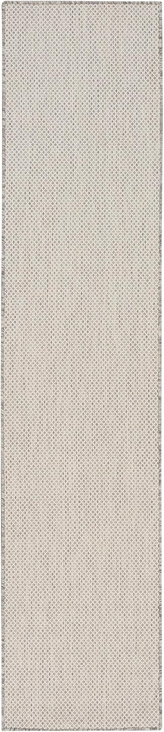 Nourison Home Courtyard Indoor/Outdoor Ivory Silver 2'2" x 12' Area Rug, Easy Cleaning, Non Shedding, Bed Room, Living Room, Dining Room, Backyard, Deck, Patio (2x12)