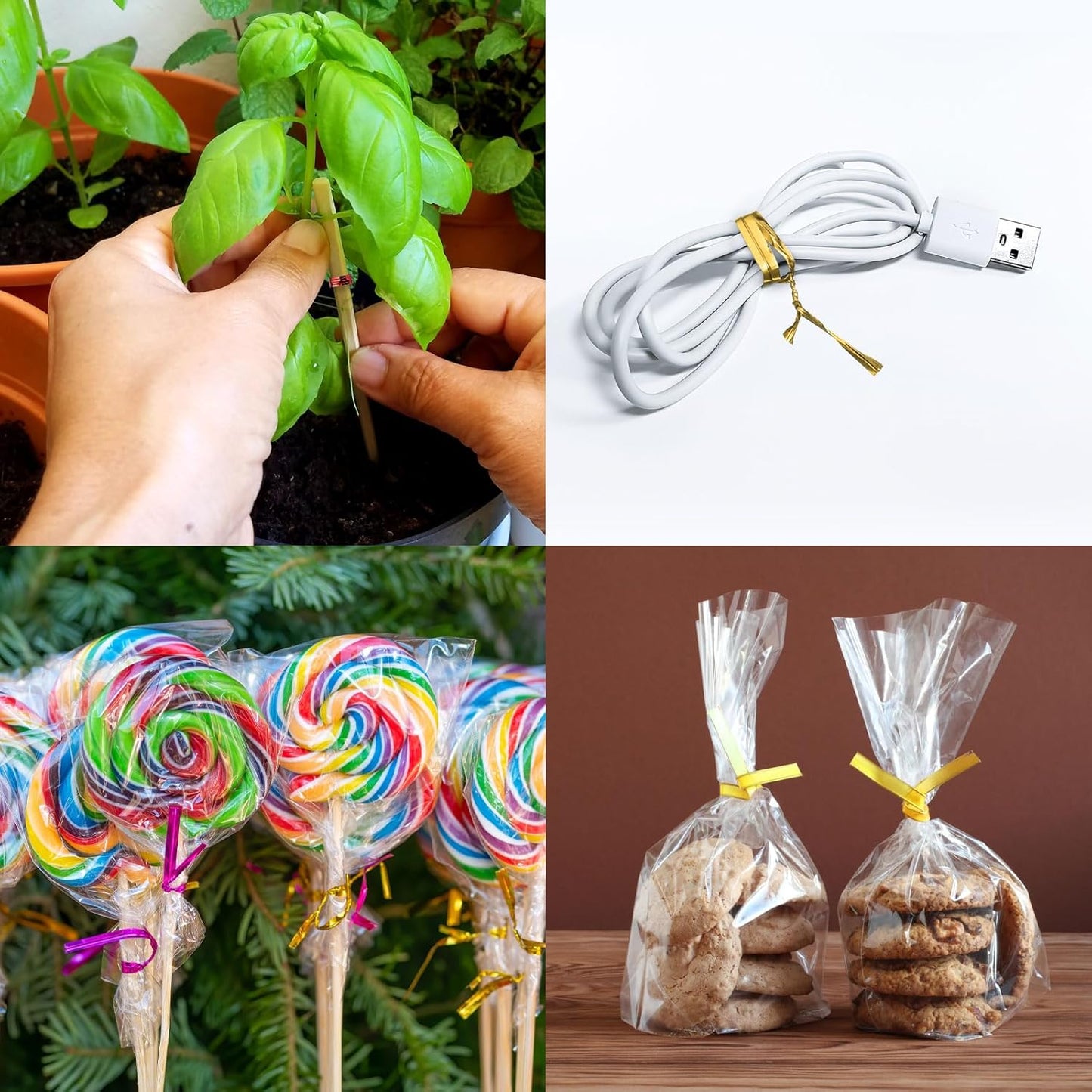 HARFINGTON 800pcs Bag Twist Ties 6" Reusable Plastic Metallic Twist Ties Wire Cable Ties for Party Bread Candy Cake, Silver