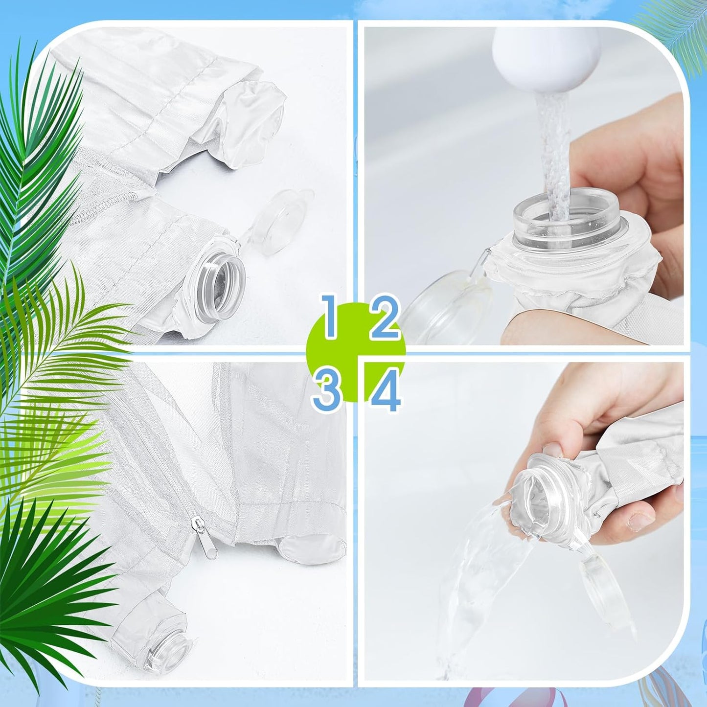 Windyun 2 Pcs 7 to 10 ft Patio Umbrella Mosquito Netting with Double Zipper Door, Screen Universal Hanging Mosquito Net for Patio Polyester Mesh Umbrella Screen for Outdoor and Patio Tables(White)