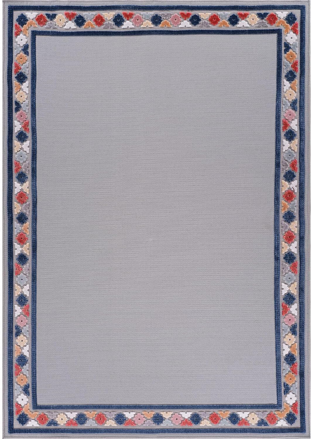 Beverly Rug Outdoor Rug 8x10 Modern Bordered Area Rugs for Indoor and Outdoor Patio Easy to Clean Non Shedding Living Room Porch Garden Washable Outside Carpet (8 x 10 Gray)