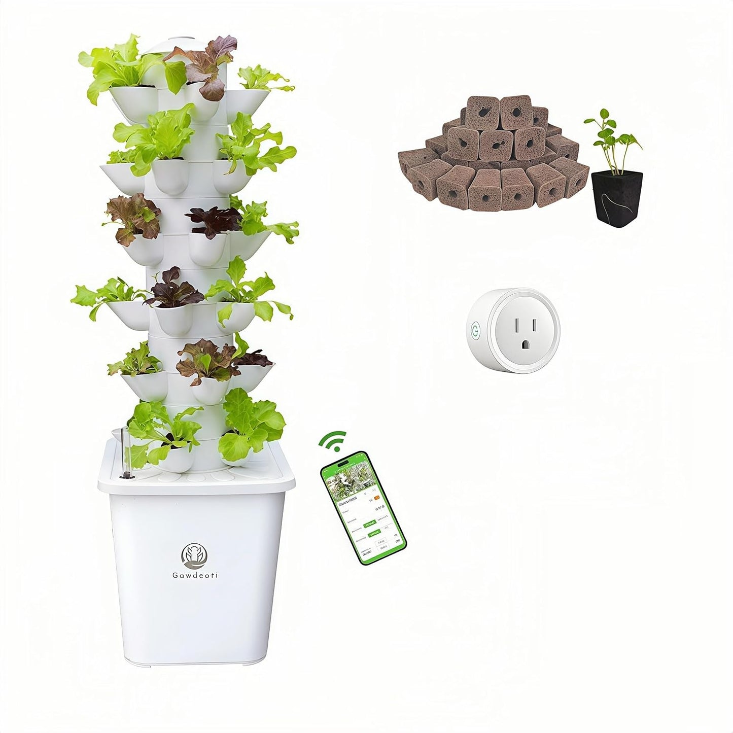 Hydroponic Growing System Kit - Indoor Smart Hydroponic Vertical Garden,Hydroponic Vegetable System,30 Pods,with Pump System and Automatic Timer, White