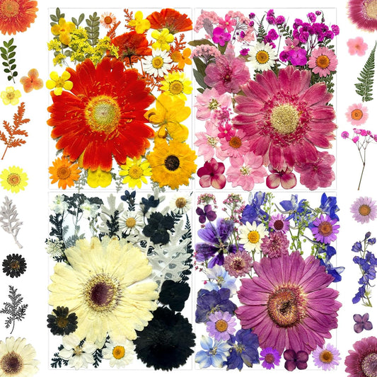 106Pcs Big Dried Pressed Flowers for Resin, Assorted Real Natural Bulk Dry Floral Leaves for DIY Art Crafts, Epoxy Molds, Jewelry, Soap, Candle Making, Nails Decors