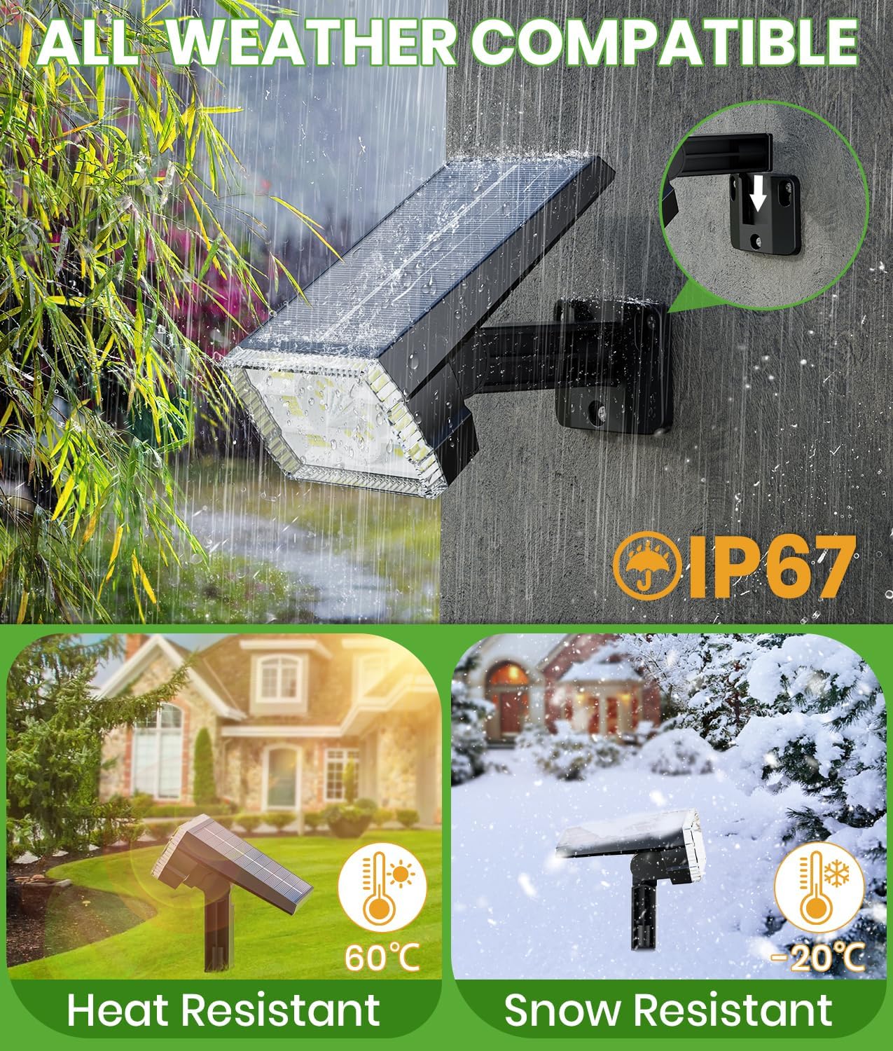 Solar Spot Lights Outdoor, 58 LED 8 Color Modes Solar Spot Lights, Multicolor RGB Flood Light Waterproof IP67, 2-in-1 Wall Light for Tree Garden Pathway (Multicolor, 1 Pack)