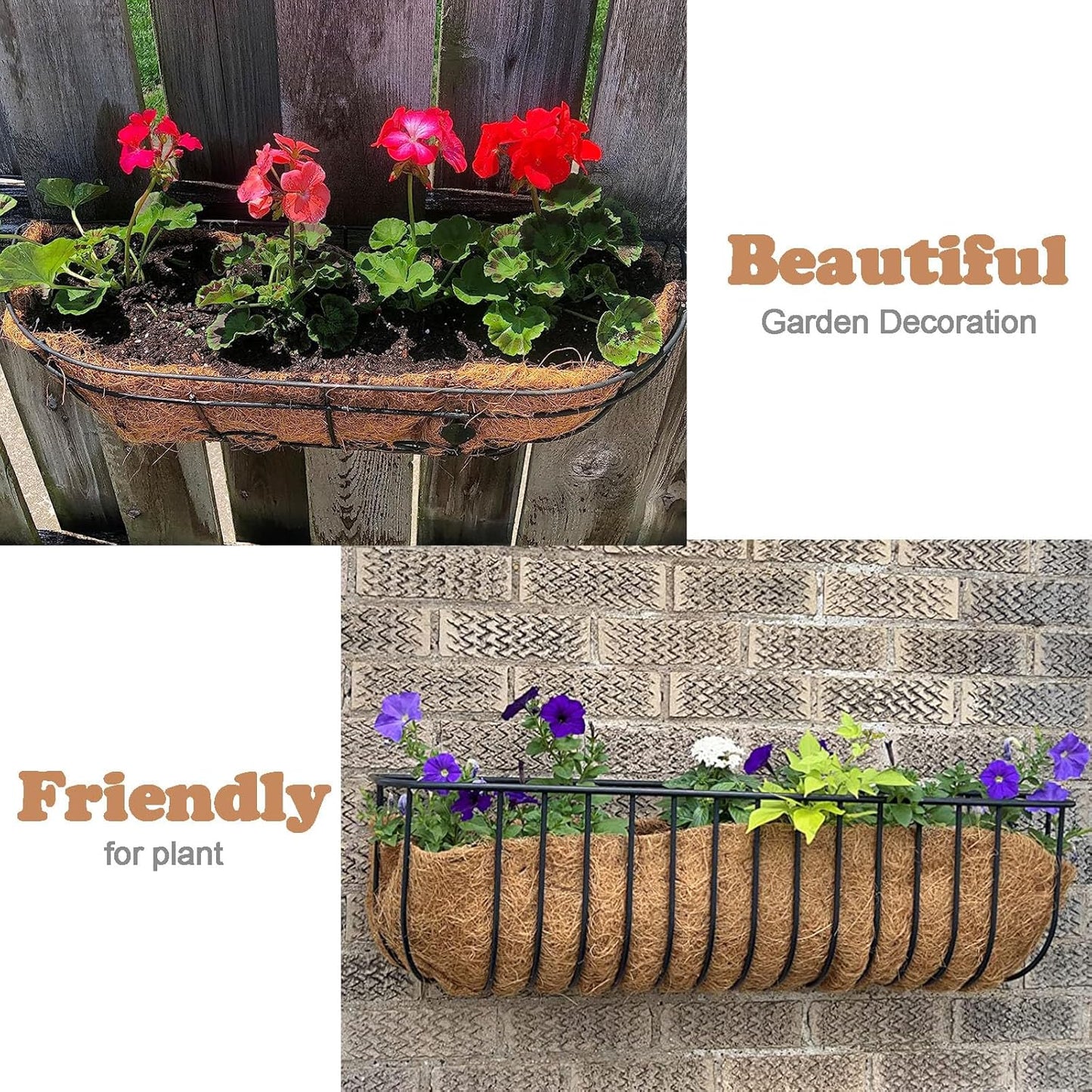 3 Pack Trough Coco Liner 36 Inch Hanging Basket Liners 100% Natural Coconut Husk Liners for Planters Window Box Planter Inserts for Large Pots Trough Planters Outdoor Garden Decoration
