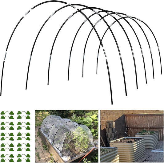 Garden Hoops Grow Tunnel, 6 Sets of 7FT Greenhouse Hoops for Raised Beds, Rust-Proof Fiberglass Frame for Garden Netting, Small Greenhouse Kit, Shade Cloth, Plant Row Covers, 30pcs