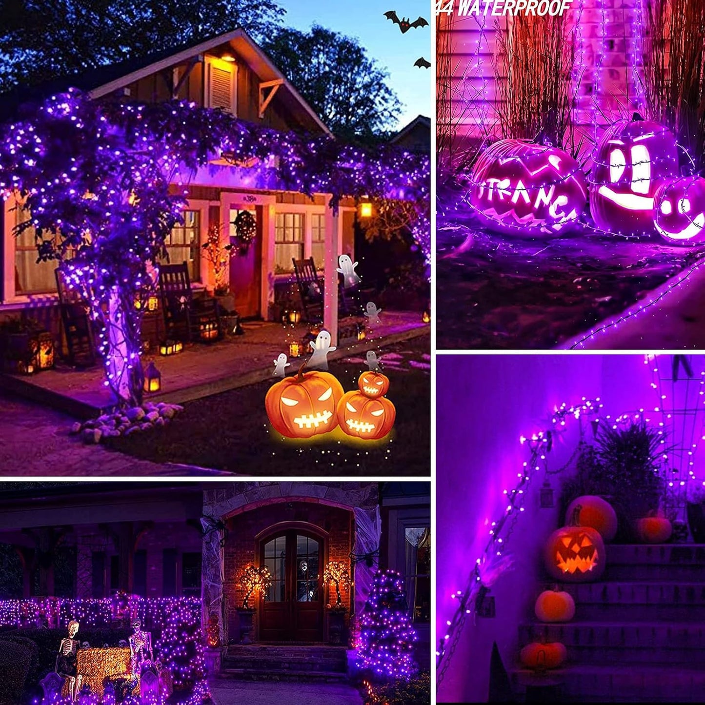 2 Pack 400 LED Solar String Lights, 8 Modes Solar String Lights for Outside, Waterproof and Solar Powered Outdoor String Lights for Holiday Christmas Yard Garden Tree Wedding Party (Purple)