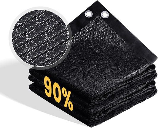 VICLLAX 90% Shade Cloth, 15x24FT Durable Black Mesh Trap with Every 3 FT Grommet, Sun Shade Fabric Netting for for Plants Cover, Greenhouse, Chicken Coop, Barn Kennel, Garden Patio
