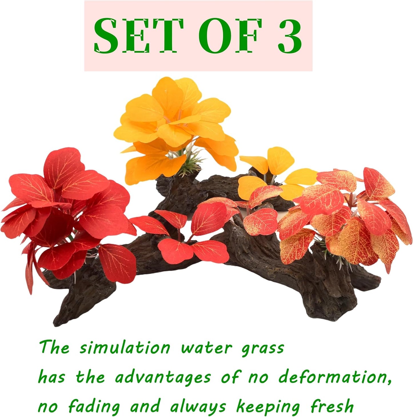 M2cbridge Artificial Fish Tank Plants Silk Aquarium Plastic Plant Aquatic Water Grass Foreground Decor(3PCS Big Colorful)