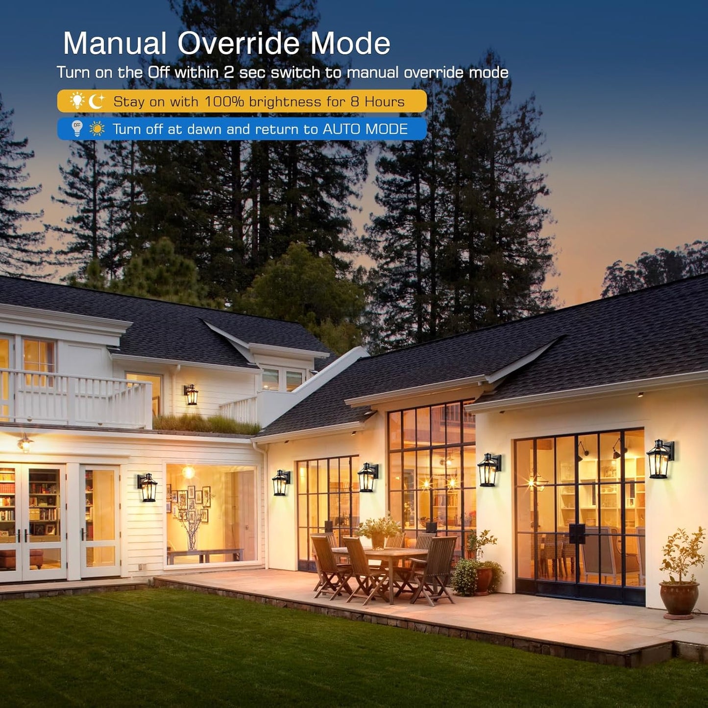 VIANIS Black 2 Pack Outdoor Lights for House, Dusk to Dawn Porch Light Lantern, Exterior Lighting for House Wall Mount, Motion Sensor Light Outside for Garage, Brightness Distance Adjustable