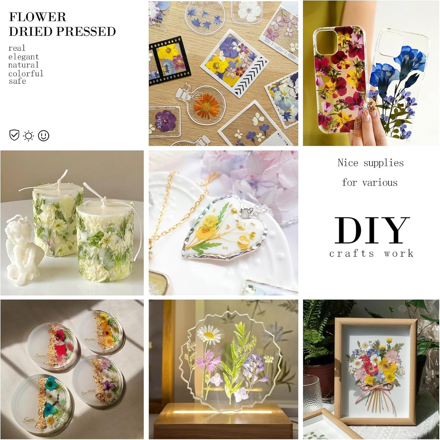 92Pcs Pressed Dried Flowers for Resin, Real Assorted Natural Bulk Dry Floral Leaves for DIY Art Crafts, Epoxy Molds, Jewelry, Soap, Candle Making, Nails Decors