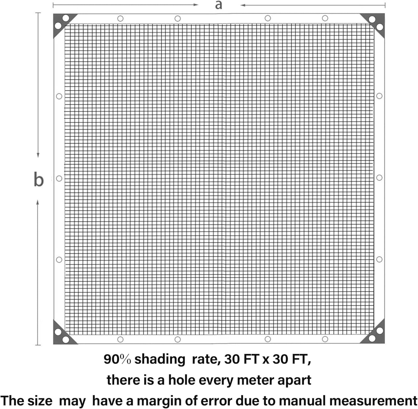 winemana Black Shade Cloth 30x30 FT– 90% Sun Shade Mesh Tarp for Greenhouse, Garden, Patio, Dog Kennel, Chicken Coop, and Outdoor Protection, Plants Cover Shade Netting with 2 Reinforced Grommets