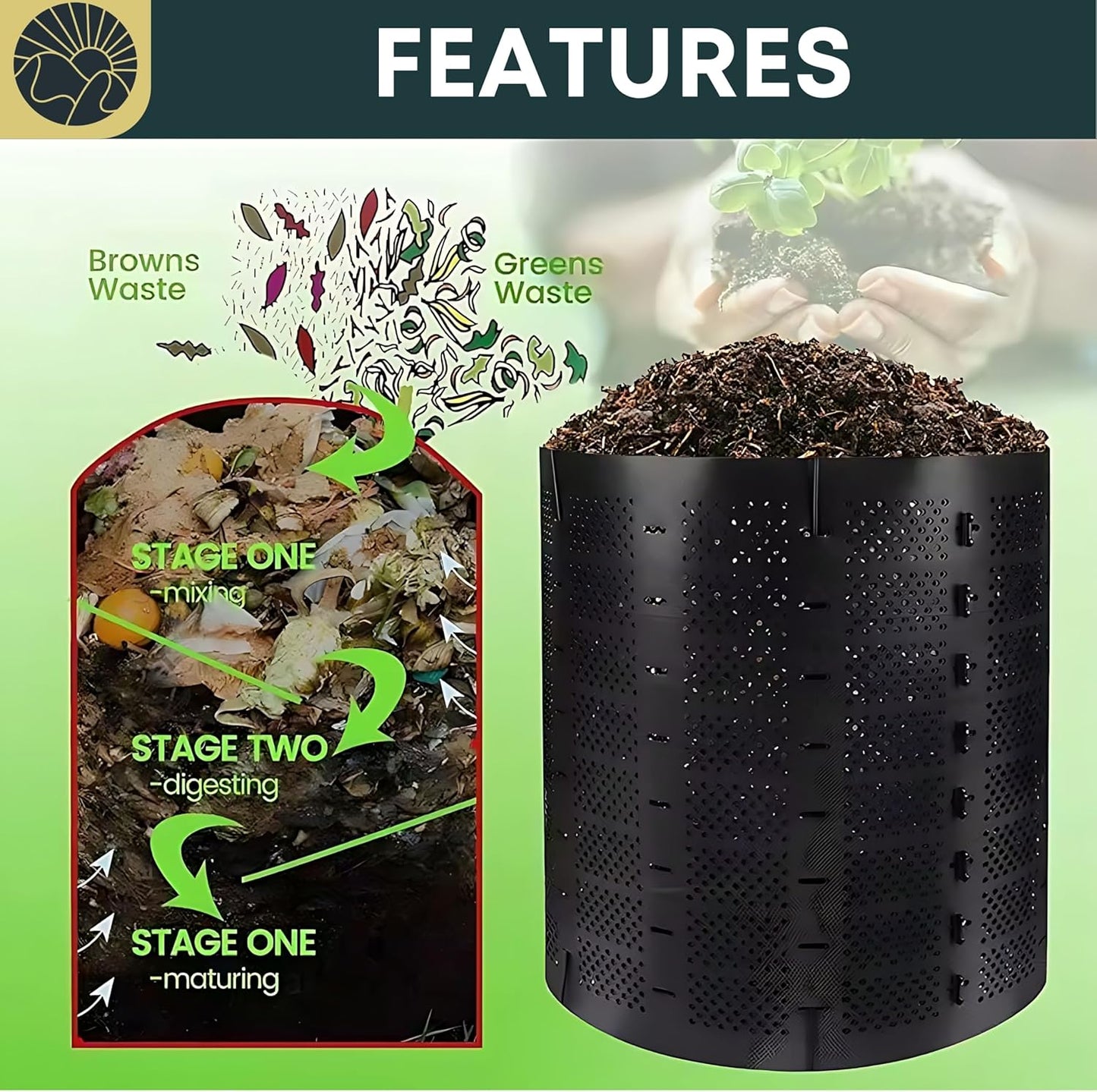 Compost Bins Outdoor Compost Bin Outdoor Composter Easy Assembling Large Capacity Yard Waste Bins Compost Bin Outside Outdoor Composting Bins