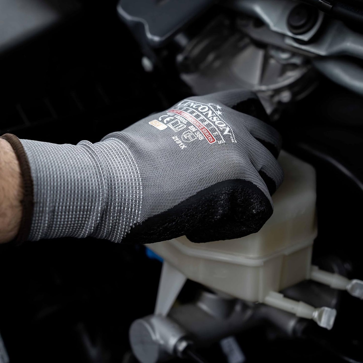 linconson 12 Pack Safety Performance Series Construction Mechanics Wrinkle Latex Work Gloves