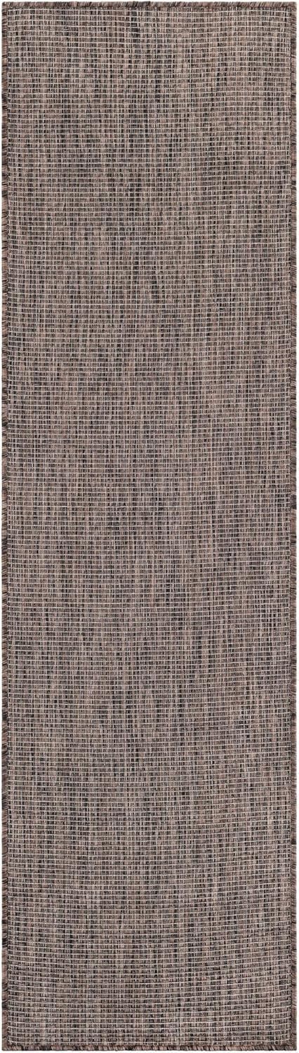 Unique Loom Outdoor Solid Collection Area Rug (2' x 7' 1" Runner Light Brown/Ivory)