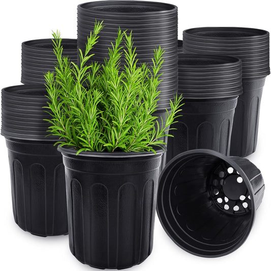 Anyumocz 60 Pcs 1 Gallon Flexible Plant Nursery Pots,Thickened Soft Plastic Seedling Pot with Holes,Flower Plant Container for Succulents,Cuttings,Transplanting,Home Garden(Black)