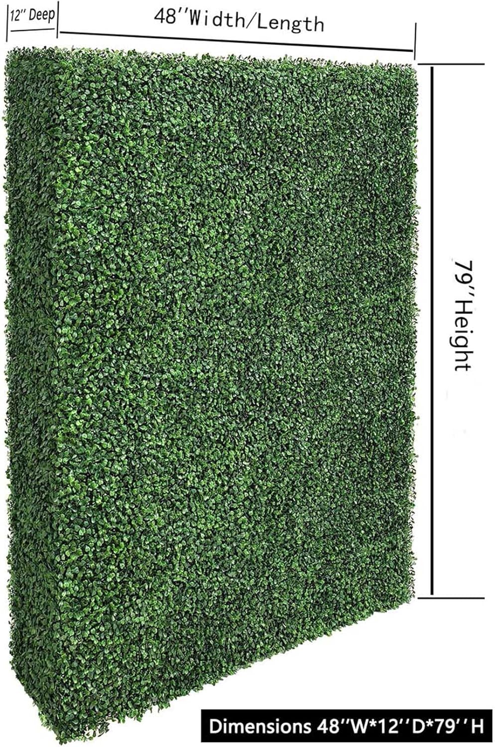 AGPL Artificial Hedge Wall Without Planter, Outdoor or Indoor Decorative Privacy Wall, Great for Balcony, Patio, Deck, TOP Cover Panel is Included ... (48" W*12" D*79" H)
