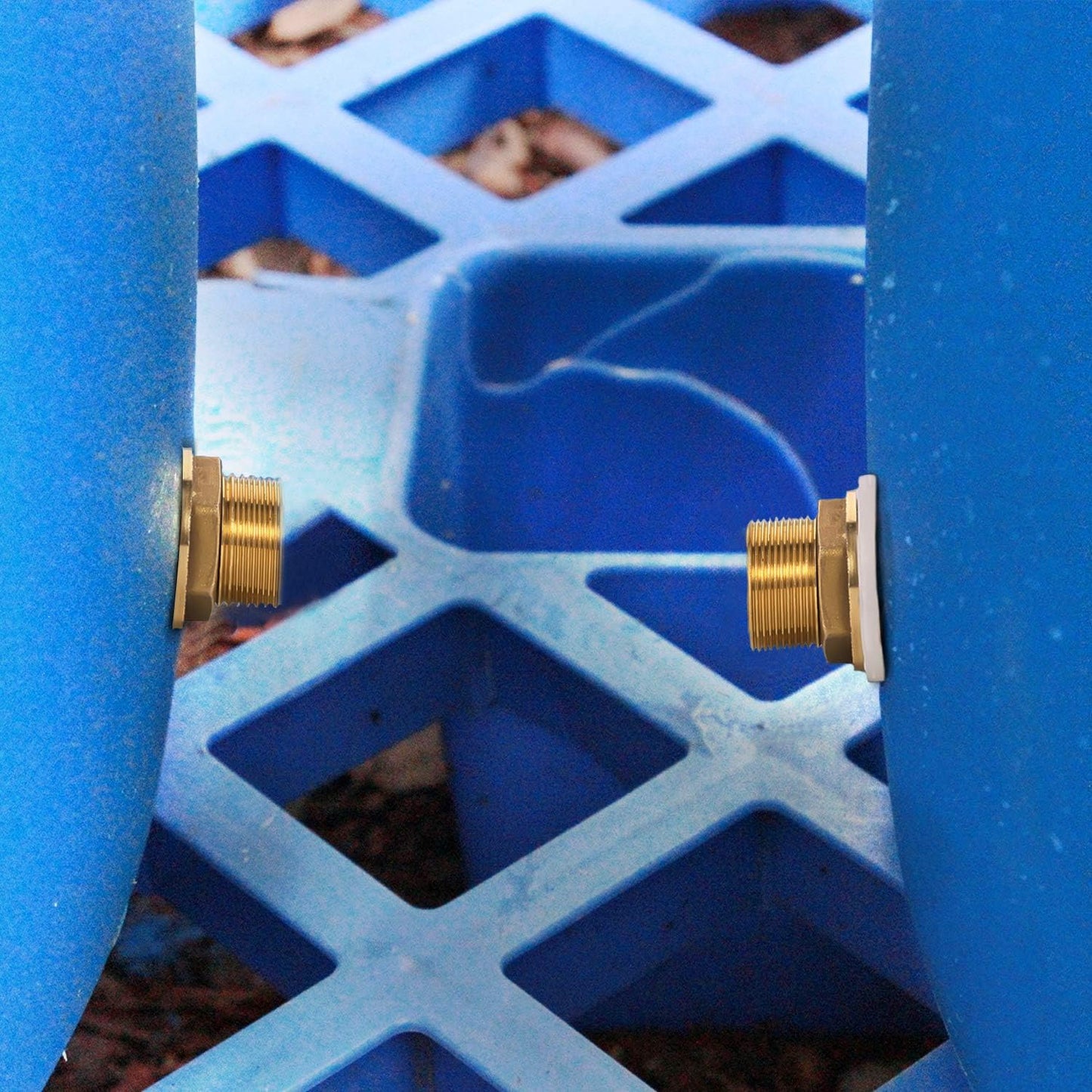 WADEO Rain Barrel Connector Kit Pack of 2, Rain Barrel Linking Kit with Two 12 Inch Hoses and Four Copper Plating Bulkhead Tank Fittings（Green）