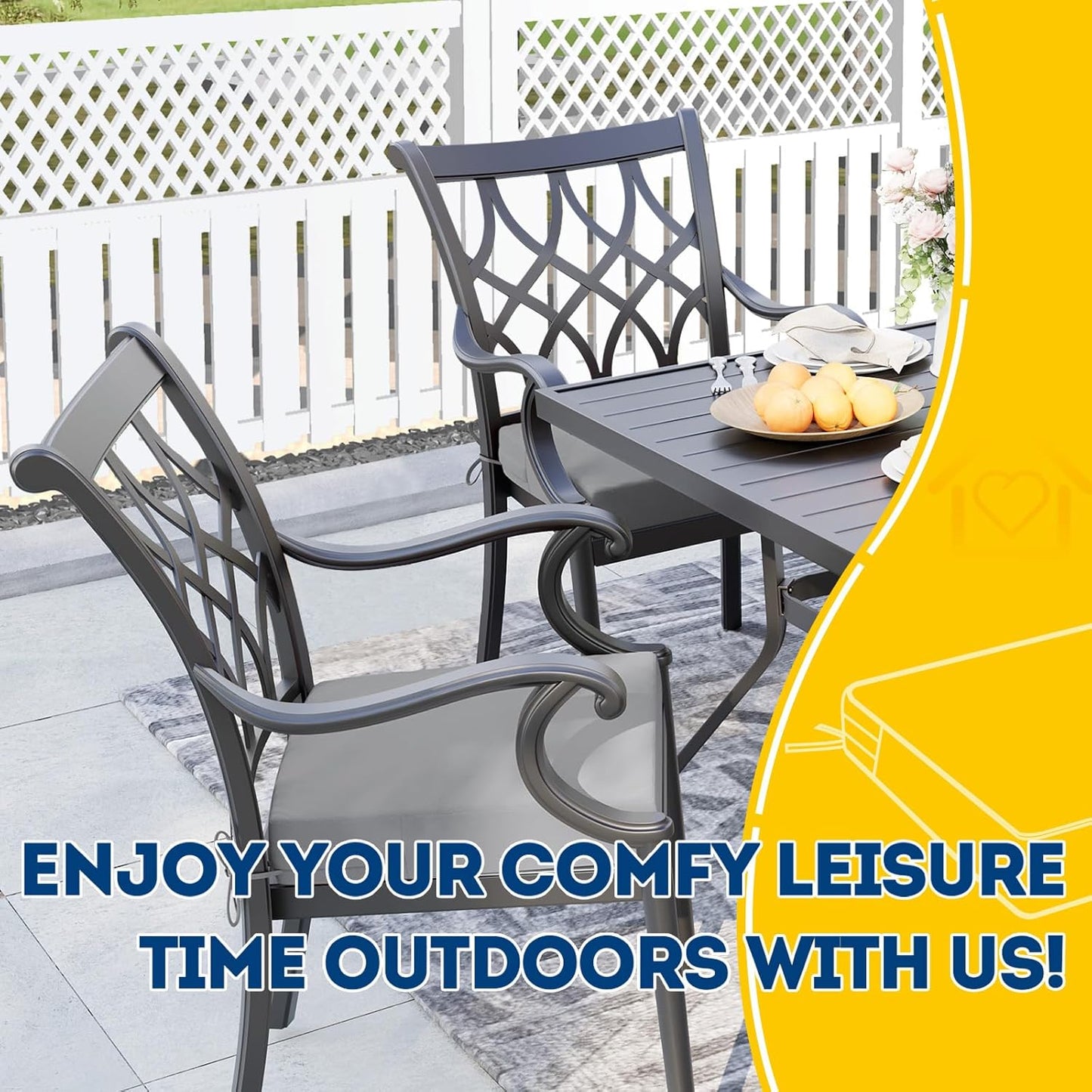 AAAAAcessories Outdoor Seat Cushions for Chairs, Waterproof, Fade-Resistant Patio Furniture Replacement Cushions, 18" x 18" x 2", Set of 2, Gray