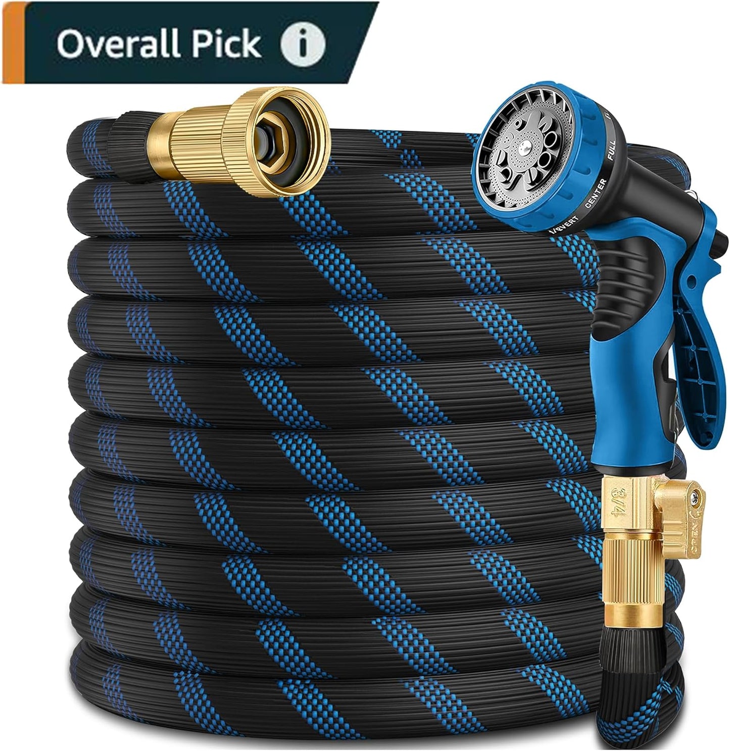 Garden Hose 75 ft -Heavy Duty Water Hoses - Flexible&Lightweight Car Washing Pipe with Stainless Steel Strain Reliefs,Kink-free Rubber Hoses with Spray