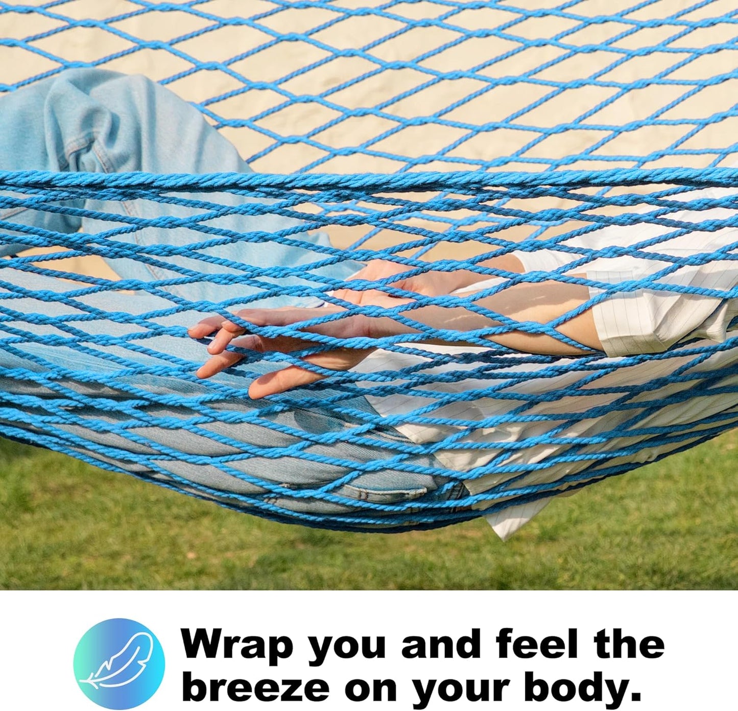 14ft Cotton Rope Hammocks for 2 Person (Aqua, Queen)