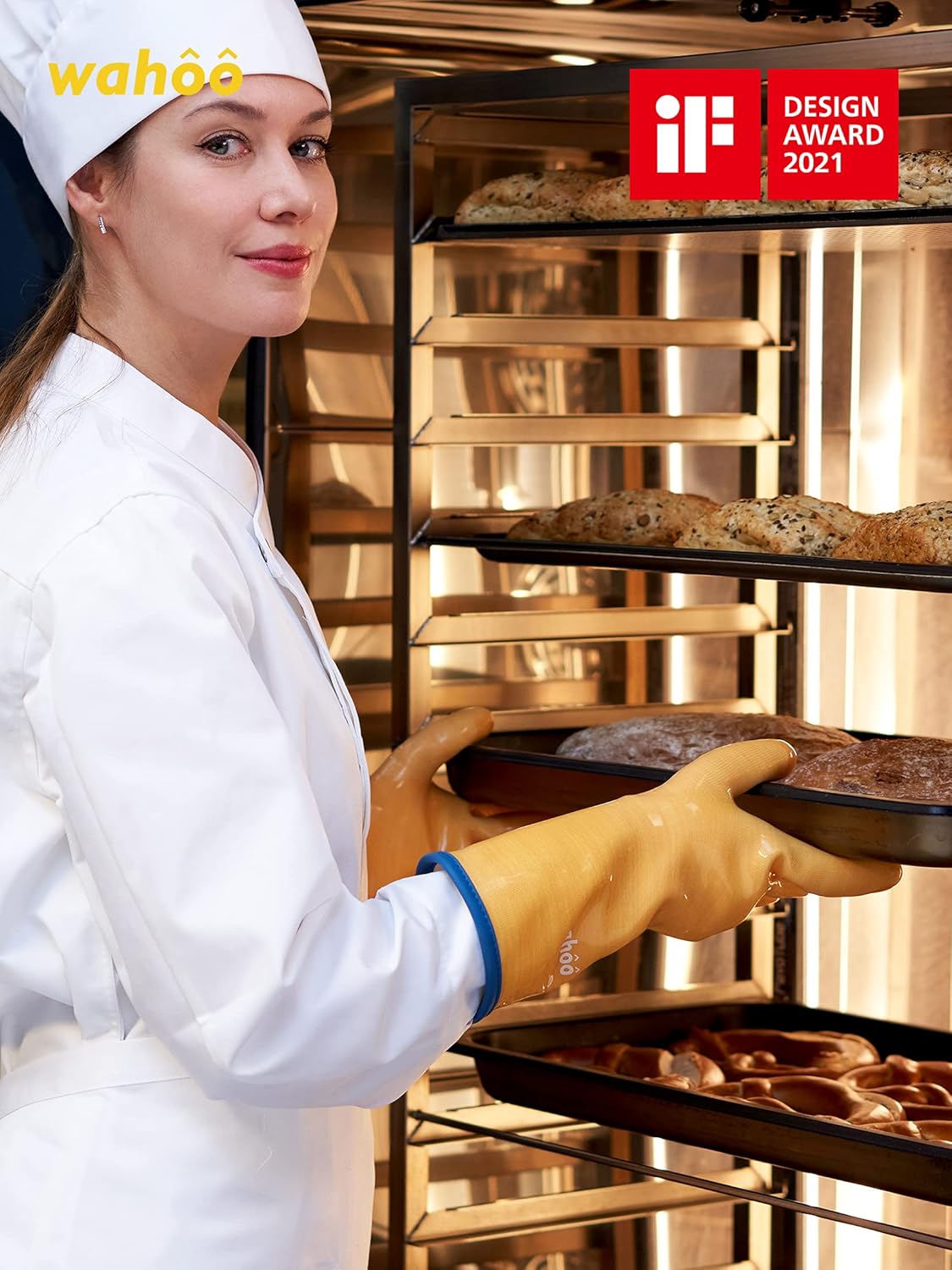 LANON Protection wahoo Liquid Silicone Smoker Oven Gloves, Food-Contact Grade, Heat Resistant Gloves for Cooking, Grilling, Baking, Yellow, XL/10