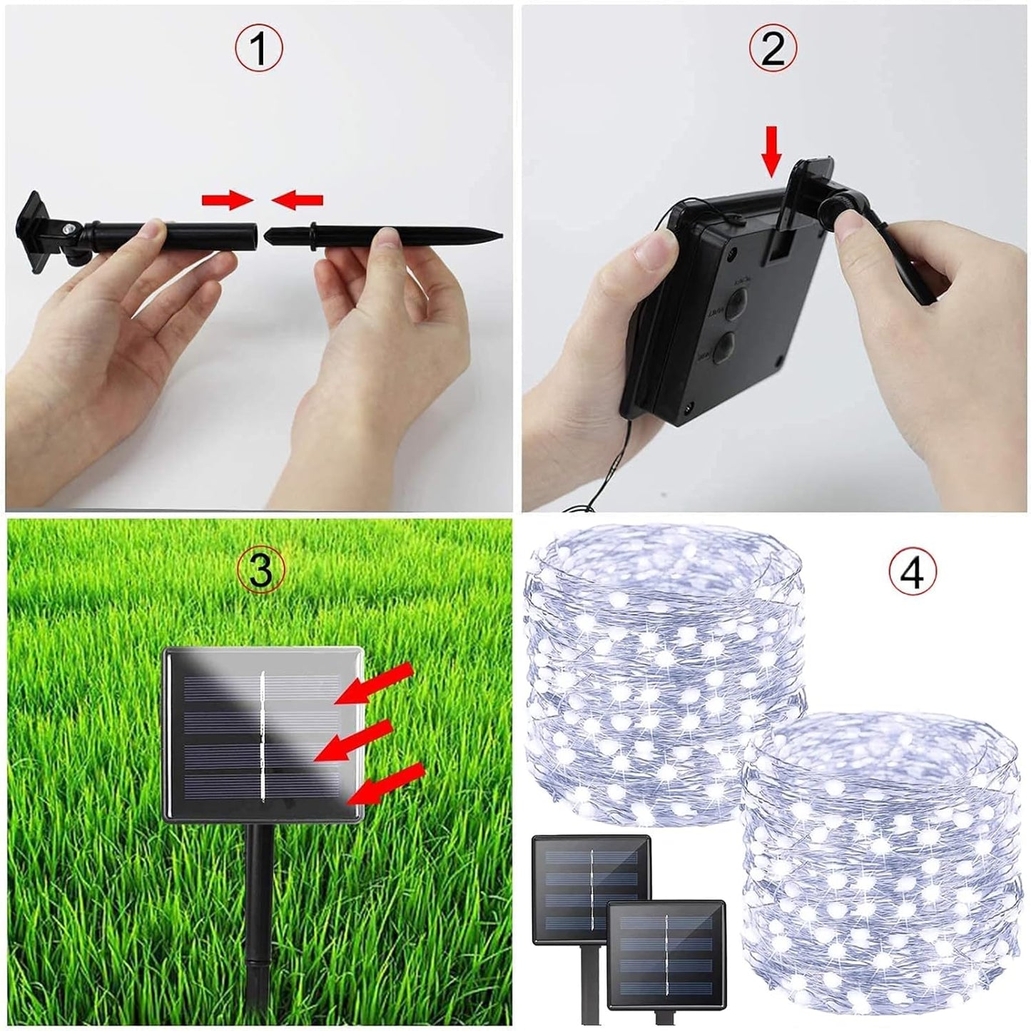 Solar String Lights Outdoor, Upgraded 2-Pack 80FT 200 LED Solar Twinkle Light for Outside, Waterproof Silver Wire 8 Modes Solar Fairy Lights for Garden Patio Tree Christmas Party Wedding (Cool White)