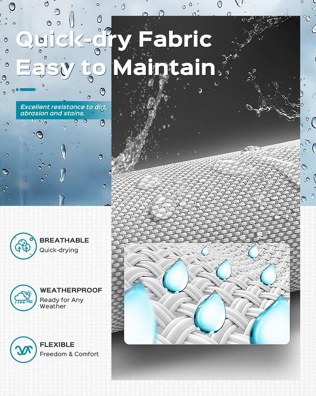 Aluminum Chaise Lounge Ourdoor - Foldable & Assemble Free Outdoor Lounge Chair with 5 Adjustable Backrest, Patio Lounge Chair for Outside Poolside Beach Pool, White