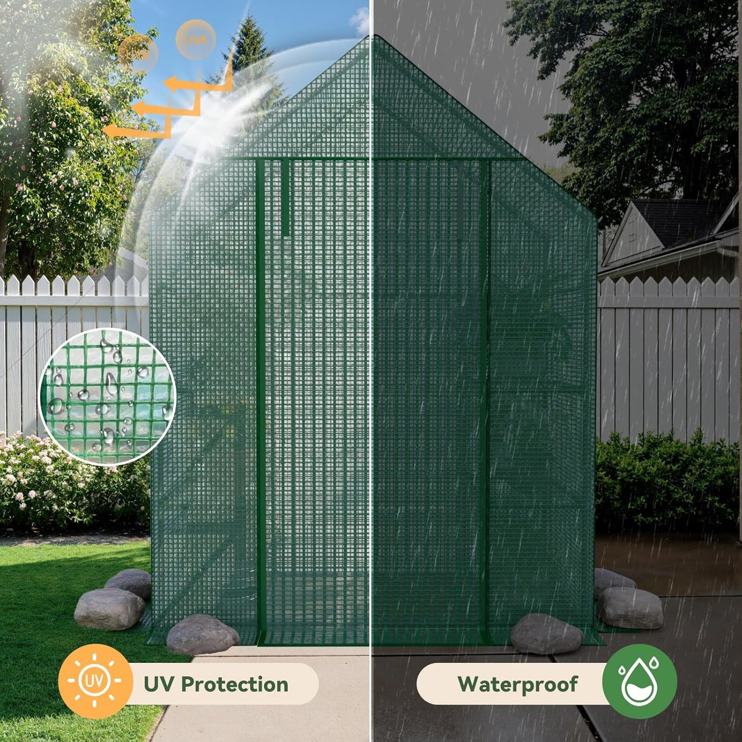 Greenhouse for Outdoors, Small Greenhouse, Walk-in Greenhouses with 3 Tiers 8 Shelves, PE Cover, Heavy Duty Plant Greenhouses for Garden and Backyard