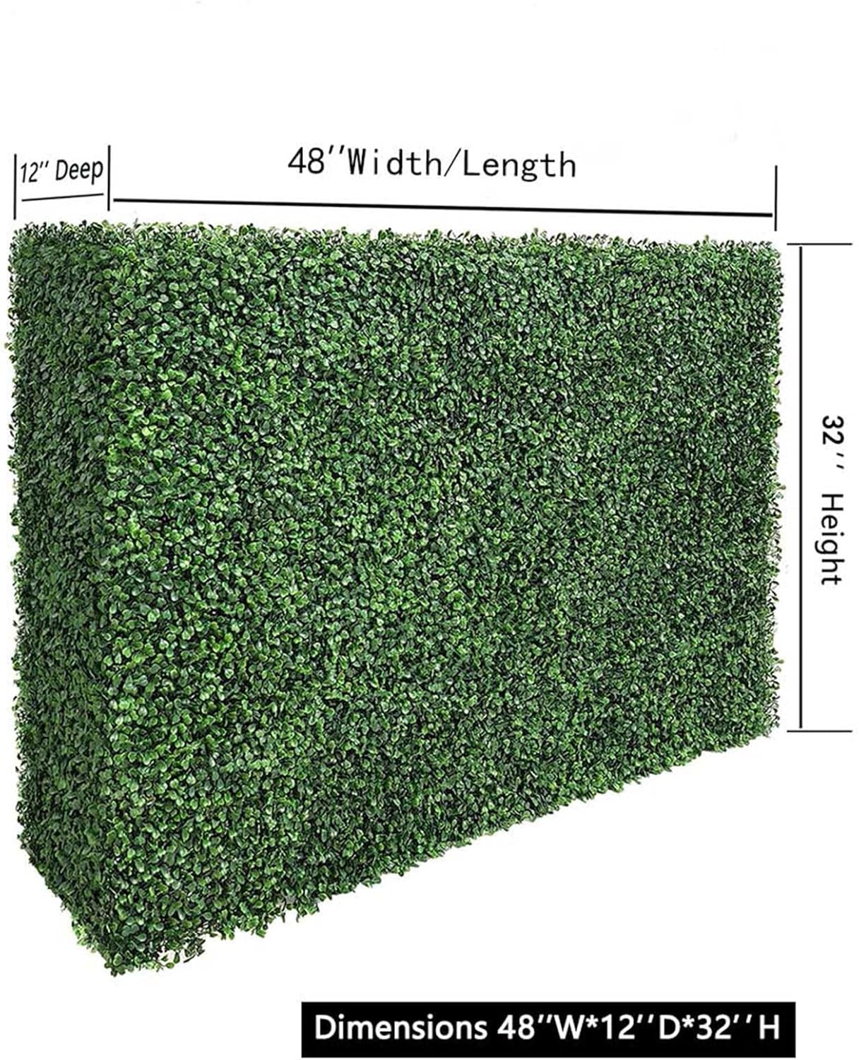 AGPL Artificial Hedge Wall Without Planter, Outdoor or Indoor Decorative Privacy Wall, Great for Balcony, Patio, Deck, TOP Cover Panel is Included ... (48" W*12" D*32" H)