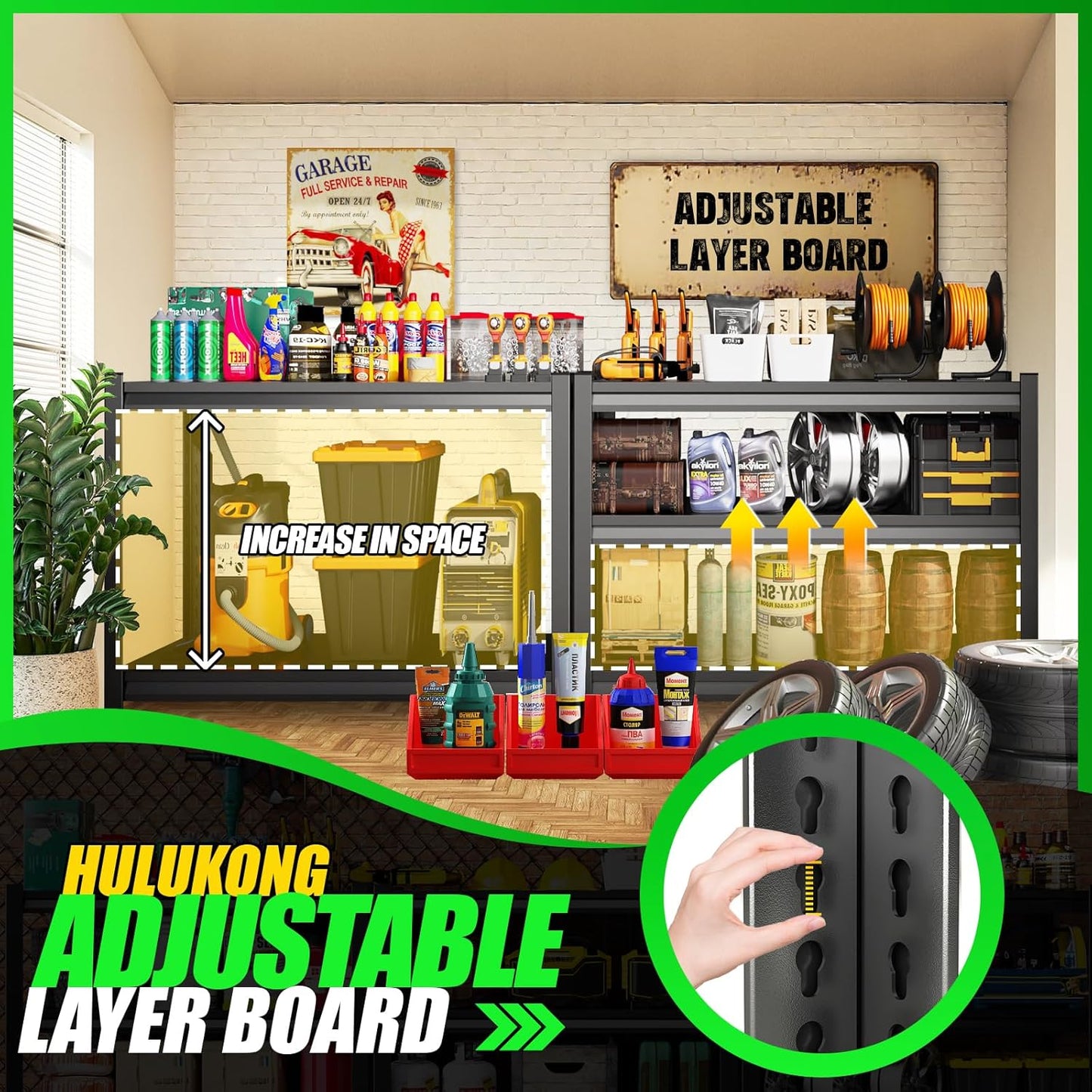 Garage Shelving 3000lb Heavy Duty Shelving Adjustable Metal Shelvings Garage Storage Shelves 5 Tier Utility Shelvin Unit Metal Shelf Rack for Basement Industrial Black 72''H*46''W*20''D