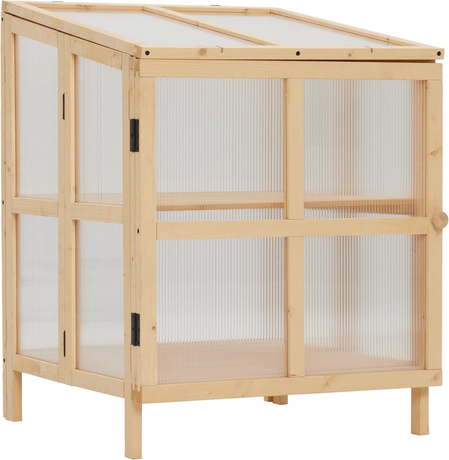 2 Tier Foldable Cold Frame Greenhouse, Portable Wooden Greenhouse Garden Cold Frame Raised Planter Box with Shelves