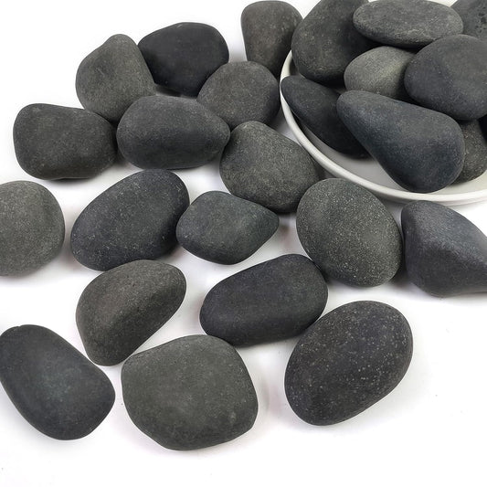 Black River Rocks for Landscaping, 2-3 Inch Natural River Rocks for Garden Beds, Potted Plants, Fish Tanks, DIY Pathway and Backyard Accent, Stones for Crafts, Walkways,(20lbs Bulk)