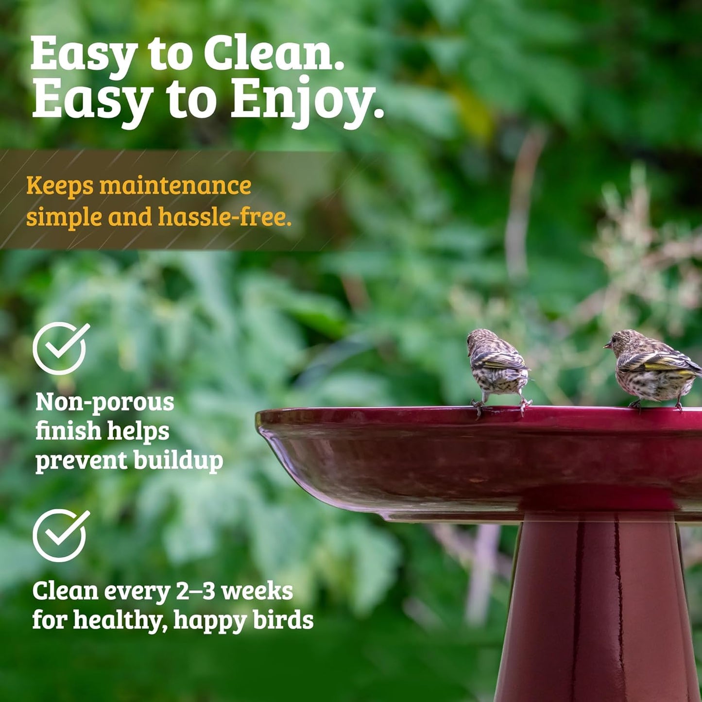 Birds Choice Ohio Stoneware Bird Bath | Pedestal Bird Bath, Stable Locking Top | Weather-Resistant Ceramic Clay, Glazed Finish | Outdoor Garden & Patio Decor | 22" H x 17" D, Midnight Blue