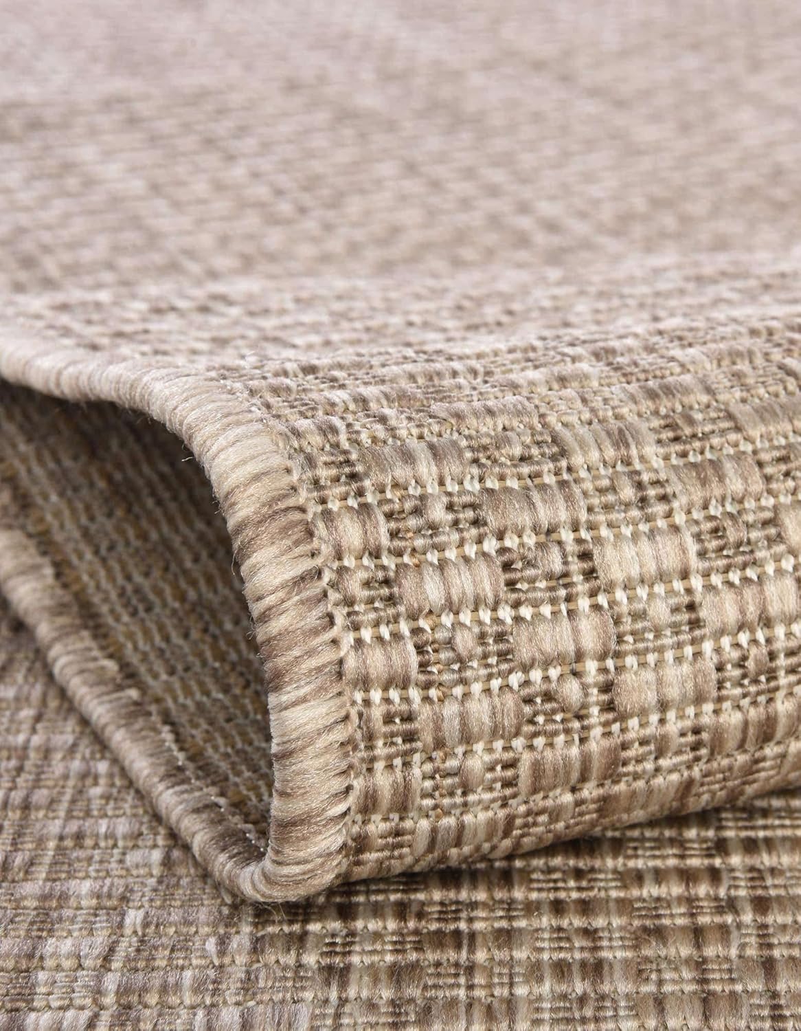 Unique Loom Collection Casual Transitional Solid Heathered Indoor/Outdoor Flatweave Area Rug (2' x 3' 1" Rectangle, Beige/Ivory)