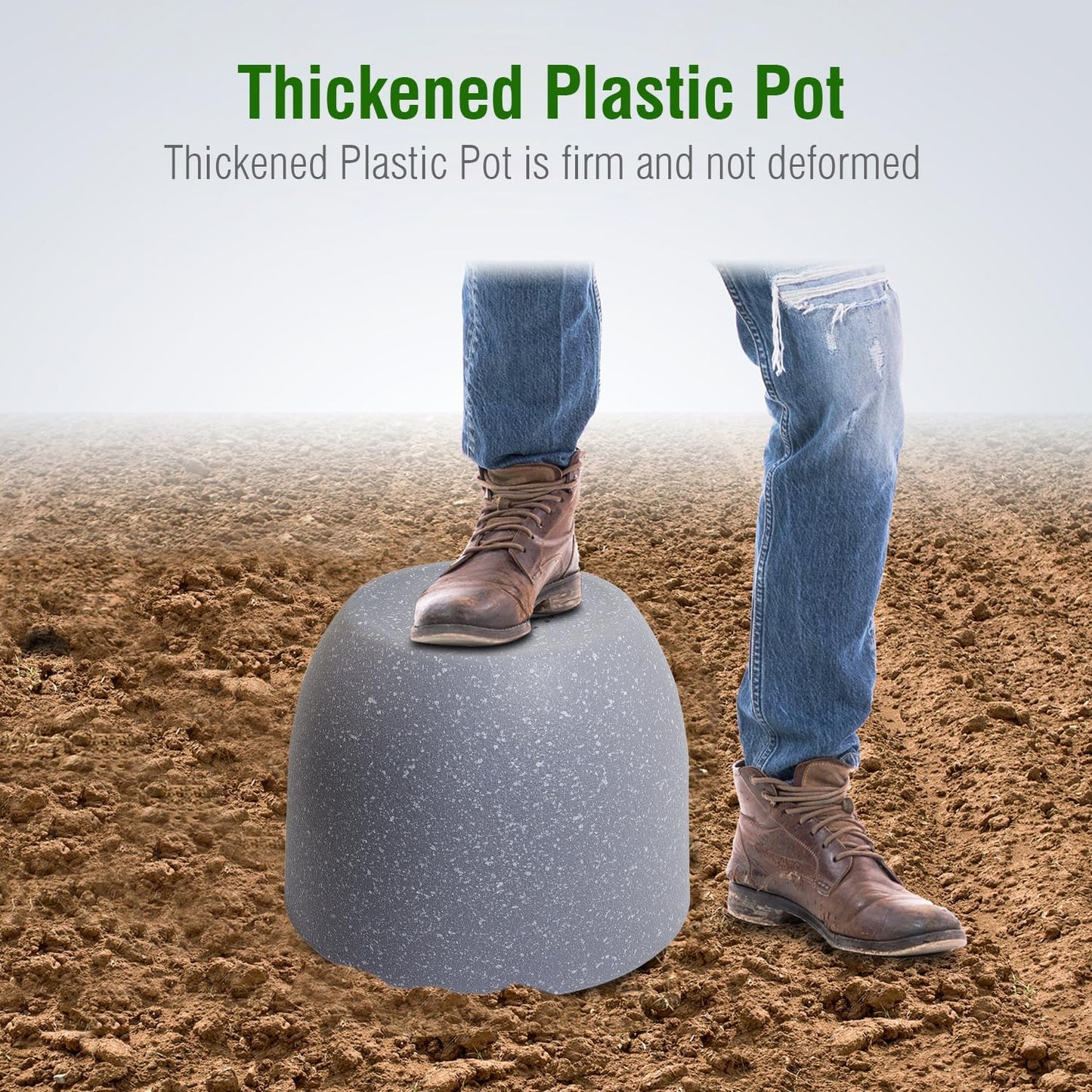 Modern Plant Pots Set, 9/8/7.5 inch Plastic Planters for Indoor Plants, Stylish Flower Pots with Drainage Holes and Saucers for House Plants and Flowers, Grey Speckles